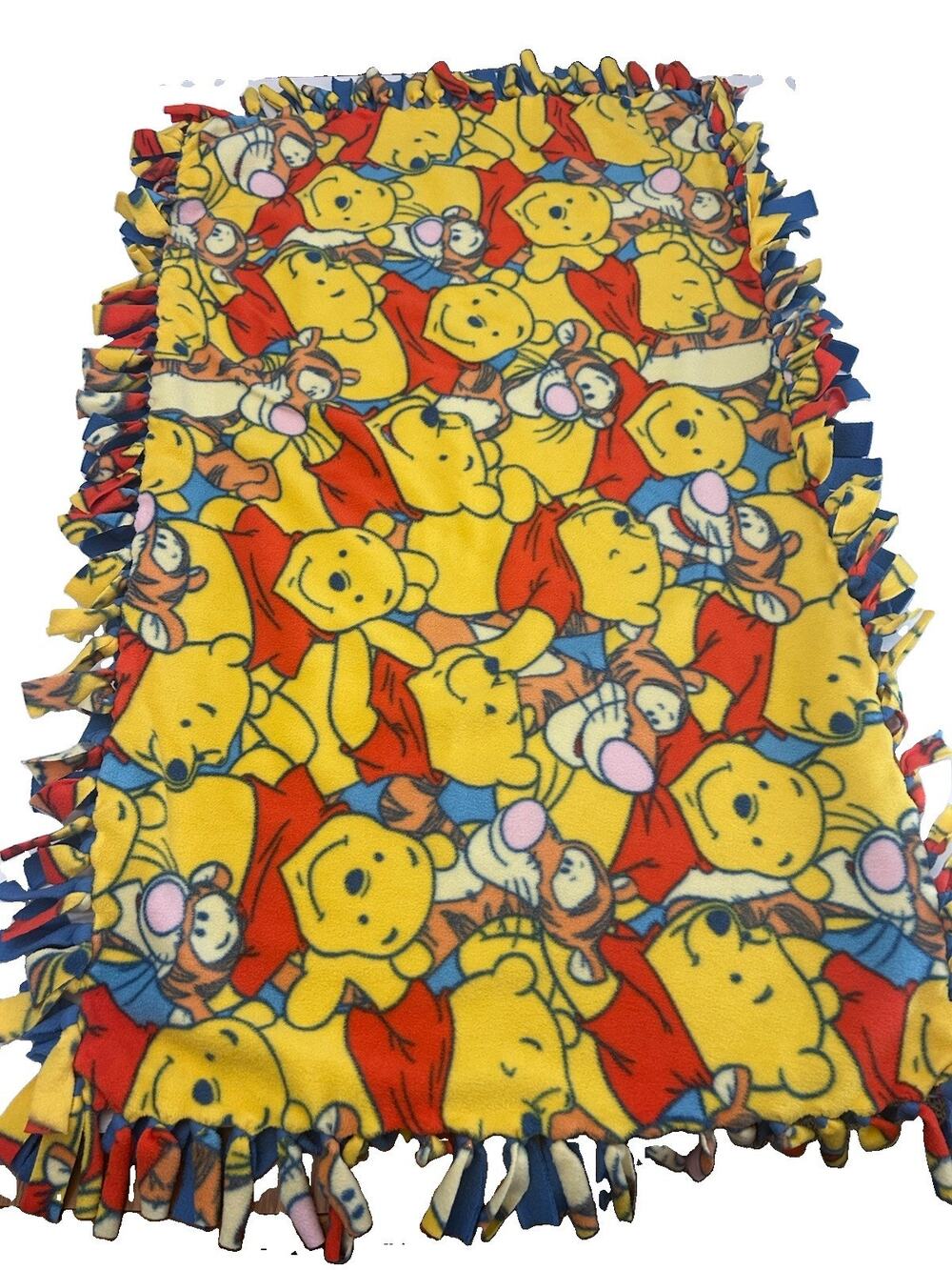 Tie Blanket Fleece Winnie Pooh and Tigger Handmade Throw 45”x27”
